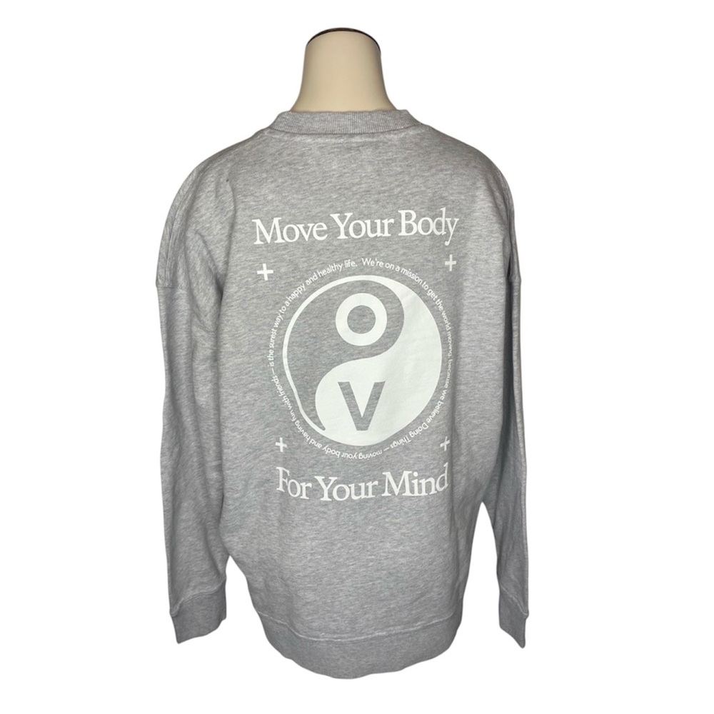 NEW Outdoor Voices OV Graphic Sweatshirt Move Your Body For Your Mind Grey M